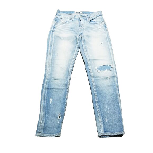 Moussy Vintage Jeans Women Size 24 Lenwood Selvedge Distressed Patchwork (27x26) - Picture 1 of 6